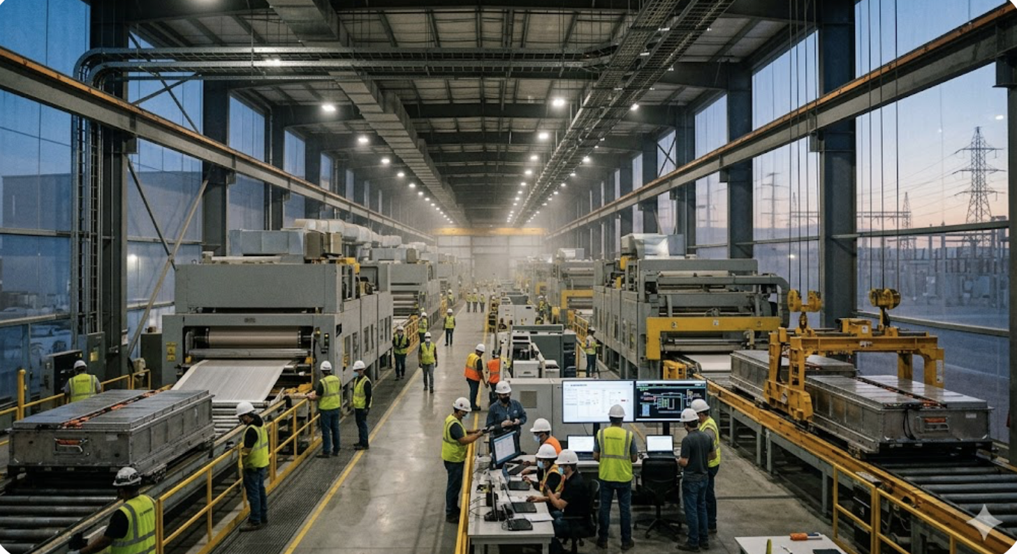 La producción de baterías y la infraestructura de energía en China muestran la escala de la expansión industrial.